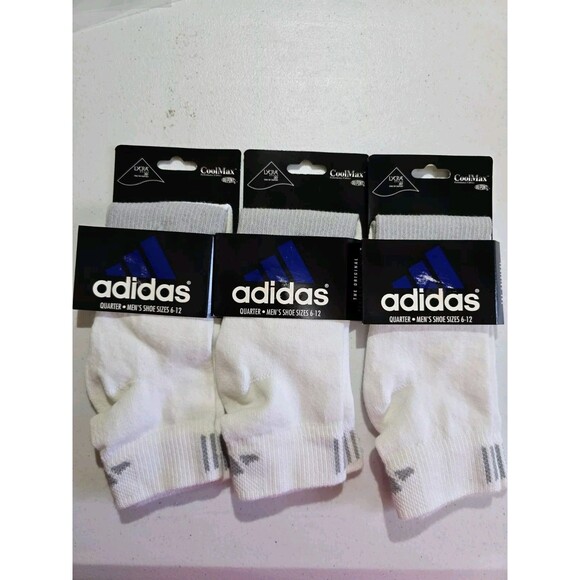 adidas Other - Vintage Adidas 3 Pair Men’s Quarter Socks 10-13 White Made In USA NOS Classics